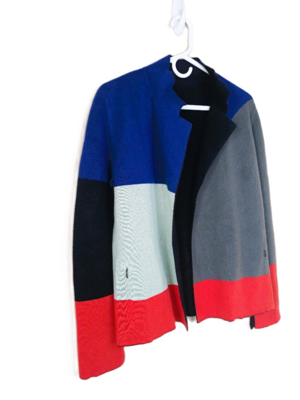 Akris Reversible Cashmere Colorblock to Black Cardigan Sweater Size 6